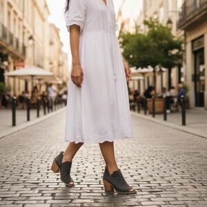 Susina Women's Carina Lea Charcoal‎ Gray Suede Peep Toe Ankle Booties - Size 8